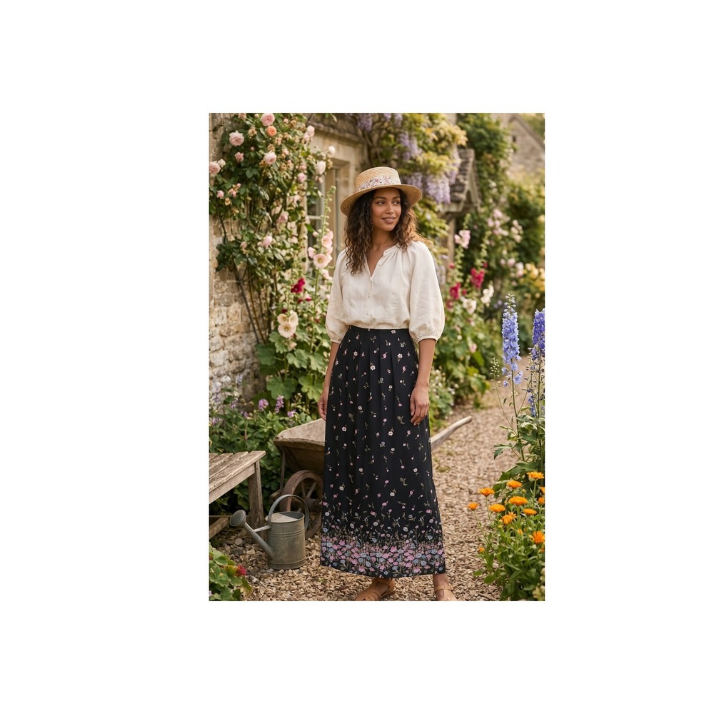 Vintage Maxi Skirt 4 Floral Cottagecore Flowy Whimsy Country Romantic Boho USA
